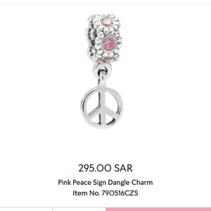 Pandora Pink Peace Sign Dangle Charm
